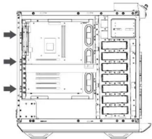 Be Quiet! Dark Base 900 - EN M/B TRAY LAYOUT ADJUSTMENT | DE M/B TRAY AUFBAUEINSTELLUNGEN | CHANGESMENT DE CONFIGURATION DU PLATEAU DE LA CARTE MÈRE | PL OSTOSOWANIE POLOZENIA TACKI PŁYTY GŁÖWNEJ | ES AJUSTDE POSICION DE LA BANDEJA PARA LA PLACA BASE | RU PEγЛМРВКА ПОJOЖЕНИ ПОДДОHA MATEPHHOCKI ПЛATыI - 2