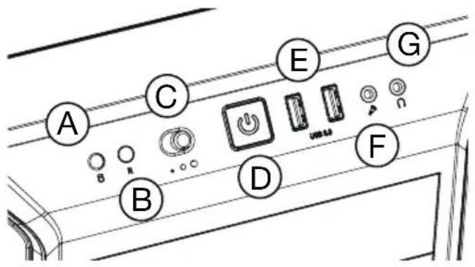 Be Quiet! Pure Base 600 - Puertos multimedia y frontal de E/S - 1