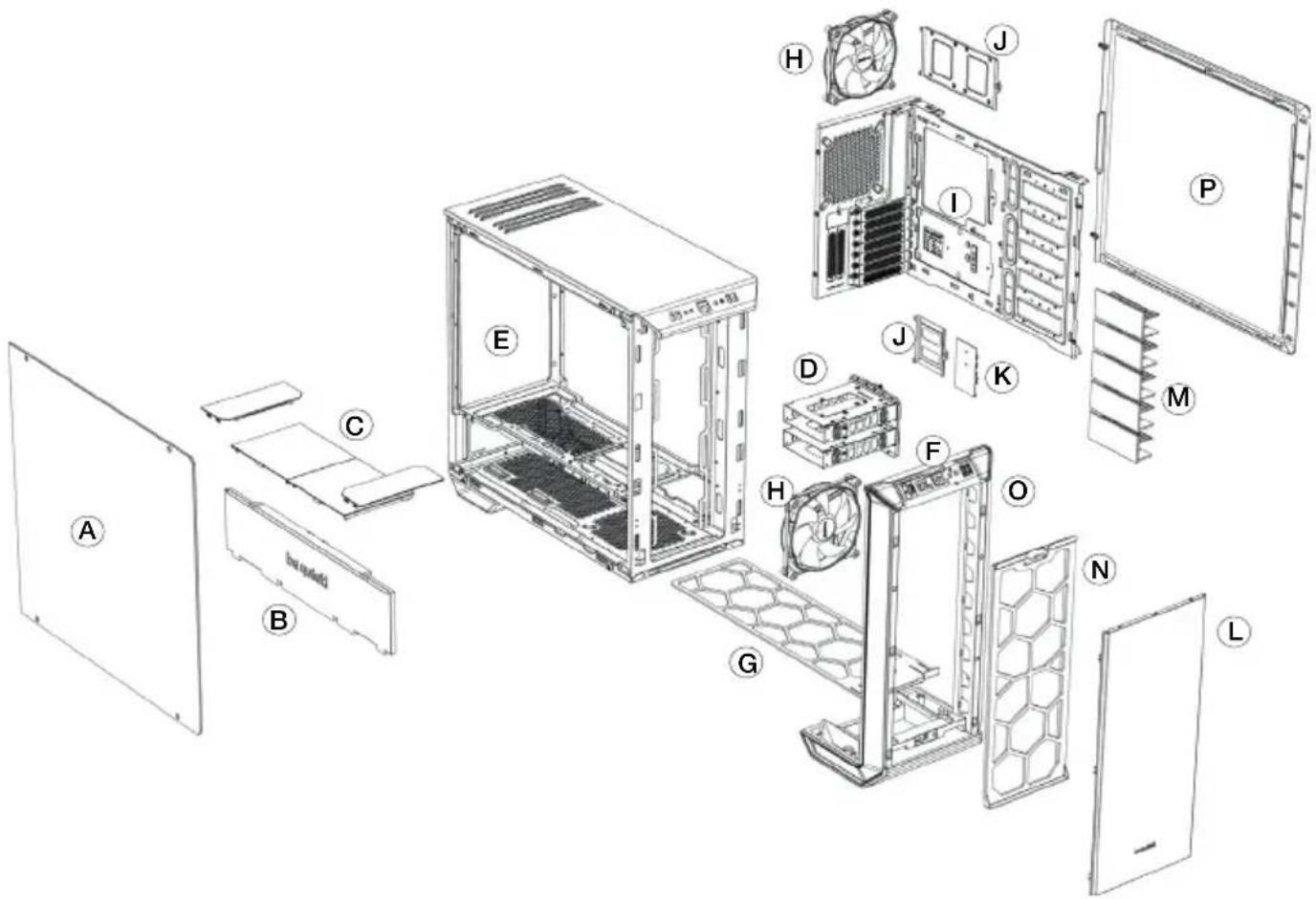 Be Quiet! Dark Base 700 - EXPLODED VIEW & DESCRIPTION OF PARTS - 1