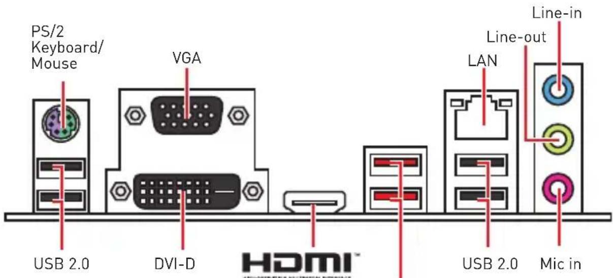MSI H310M Pro - Rear I/O Panel - 1