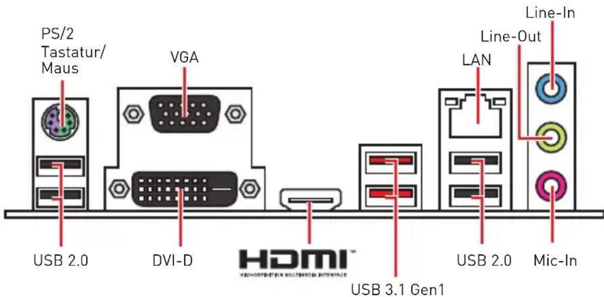 MSI H310M Pro - Rückseite E/A - 1