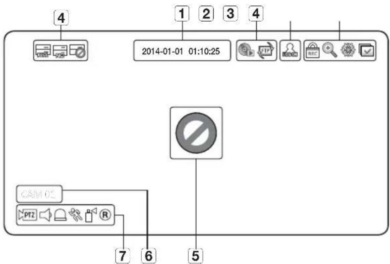 Hanwha SRD476D - Icônes de l'écran live (direct) - 1