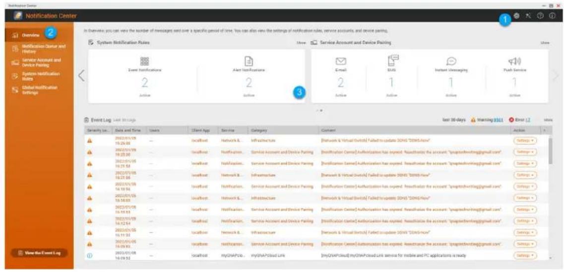 QNAP TSh686 - Parties de l'interface utilisateur - 1