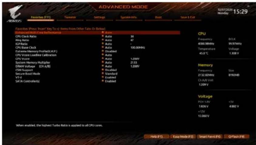 GIGABYTE Z590 Aorus Master - 2-4 Favorites (F11) - 1