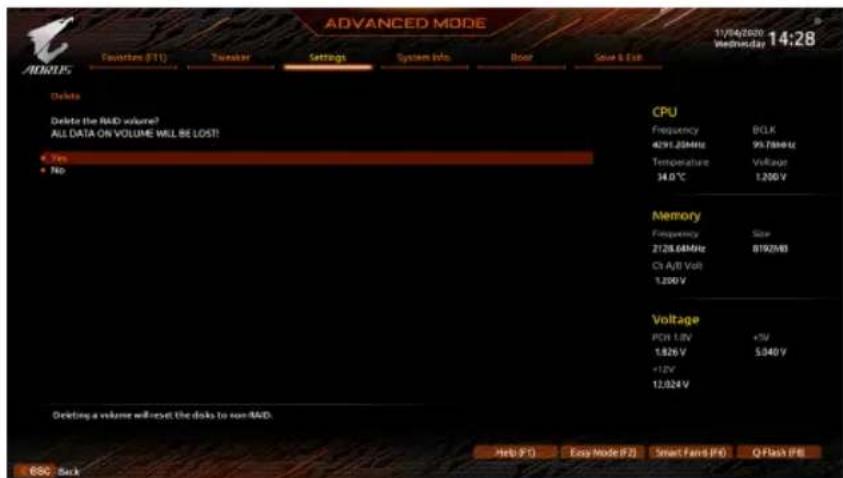 GIGABYTE Z590 Aorus Master - RAID プリルムの削除 - 1