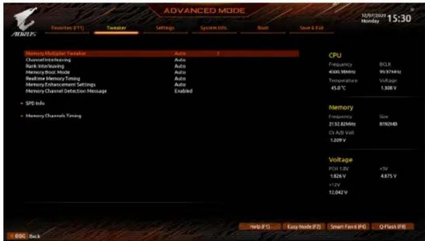 GIGABYTE Z590 Aorus Master - AdvancedMemorySettings（×モリの詳細設定） - 1