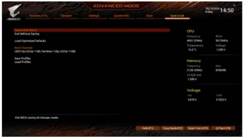 GIGABYTE Z590 Aorus Elite AX - 2-9 Save &amp; Exit (保存 して終了) - 1