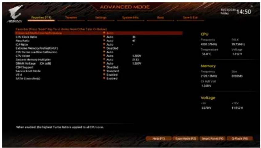 GIGABYTE Z590 Aorus Elite AX - 2-4 Favorites (F11) - 1