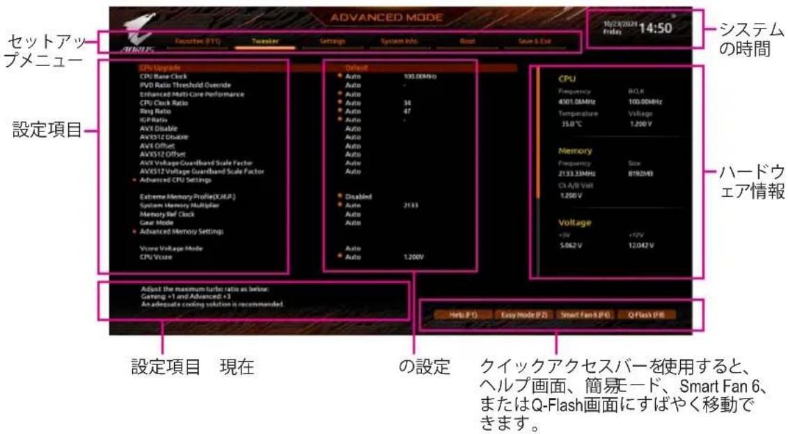 GIGABYTE Z590 Aorus Elite AX - 2-2 メインメニュー - 1