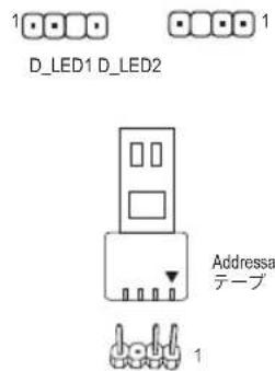 GIGABYTE Z590 Aorus Elite AX - 8) D\_LED1/D\_LED2 (Addressable LED テープ用ヘッダ) - 1