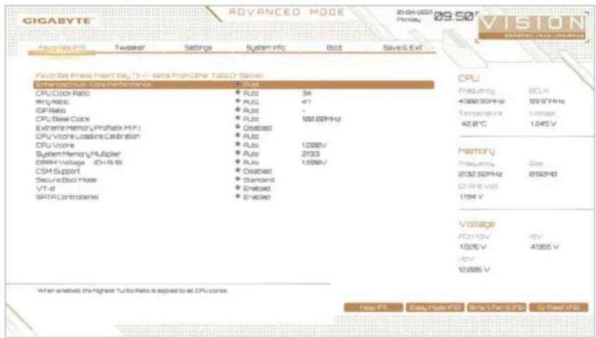 GIGABYTE Z590 Vision D - 2-4 Favorites (F11) - 1
