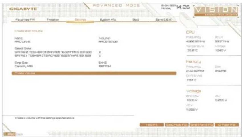 GIGABYTE Z590 Vision D - C.UEFI RAIDの設定 - 4