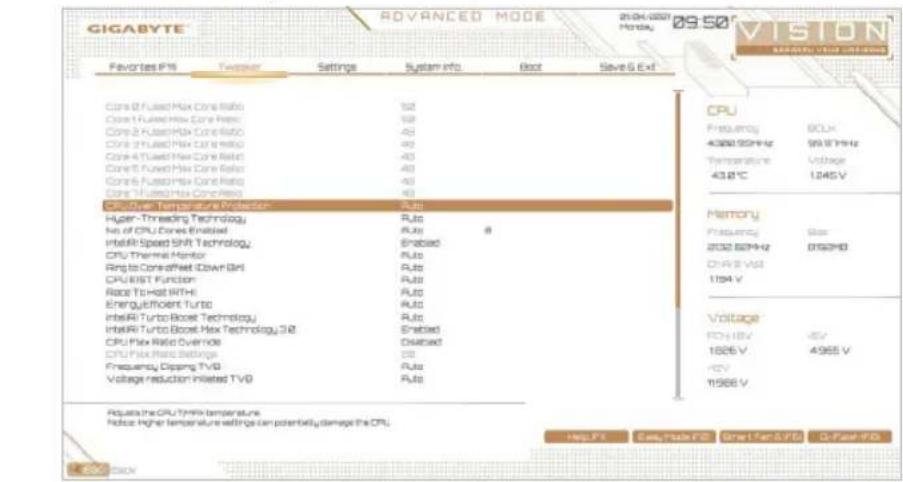 GIGABYTE Z590 Vision D - AVX512 Voltage Guardband Scale Factor - 1
