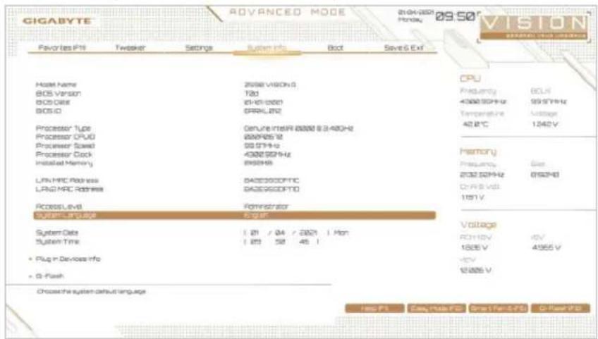 GIGABYTE Z590 Vision D - 2-7 System Info.（システムの情報） - 1