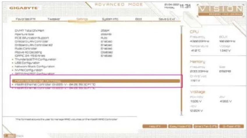 GIGABYTE Z590 Vision D - C.UEFI RAIDの設定 - 1