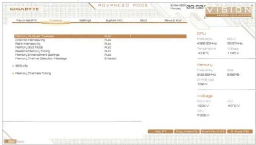 GIGABYTE Z590 Vision D - AdvancedMemorySettings（モリの詳細設定） - 1