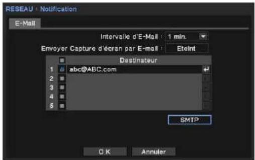 Hanwha SRM872 - Paramétrage de courriel - 1