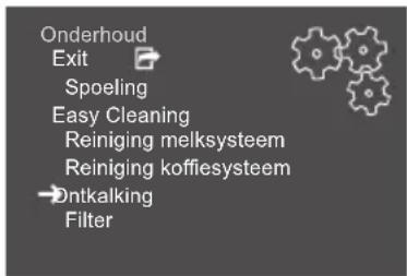 Onderhoud Exit Spoeling Easy Cleaning Reiniging melksysteem Reiniging koffiesysteem Ontkalking Filter