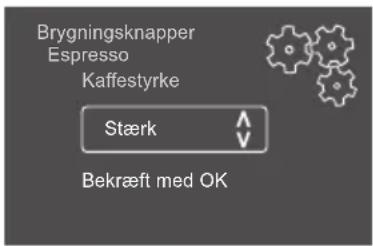 Brygningsknapper Espresso Kaffestyrke Stærk Bekræft med OK