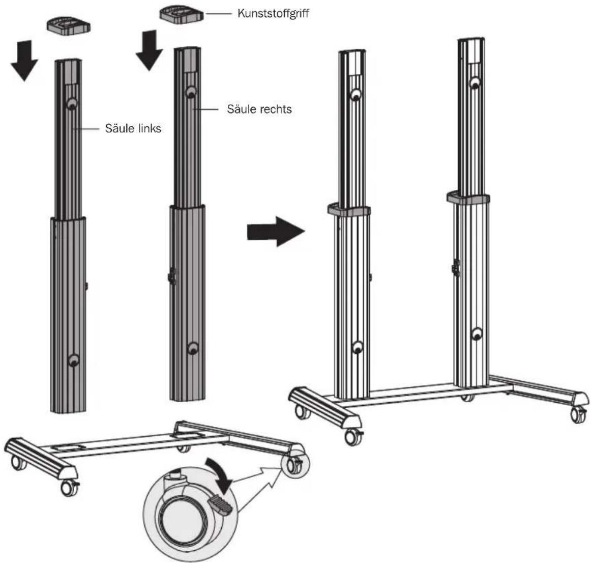 Tripp Lite DMCS60100XX - Montage der Säulen am Sockel - 2