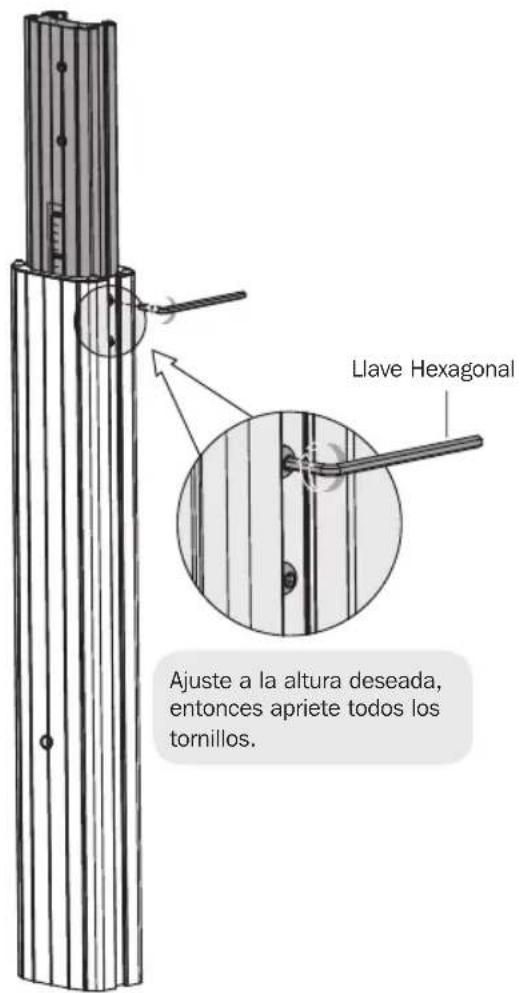 Llave Hexagonal Ajuste a la altura deseada, entonces apriete todos los tornillos.