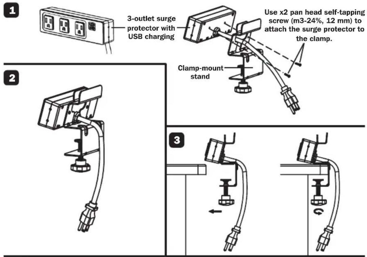 Tripp Lite Protect It! TLP310USBC - Installation -TLP310USBC Desk Clamp Model - 1