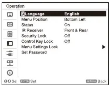 SONY VPLPHZ60 - Selezione del menu Language - 1