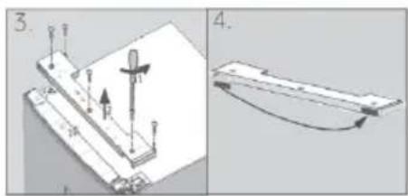 Technical diagram showing two views of a mechanical assembly with labeled components and directional arrows