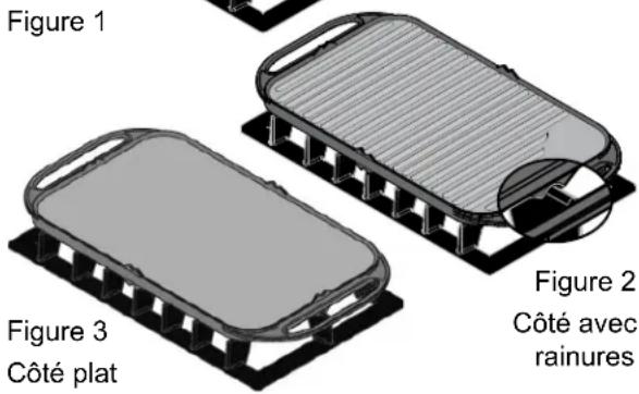Figure 1 Figure 2 Côté avec rainures Figure 3 Côté plat
