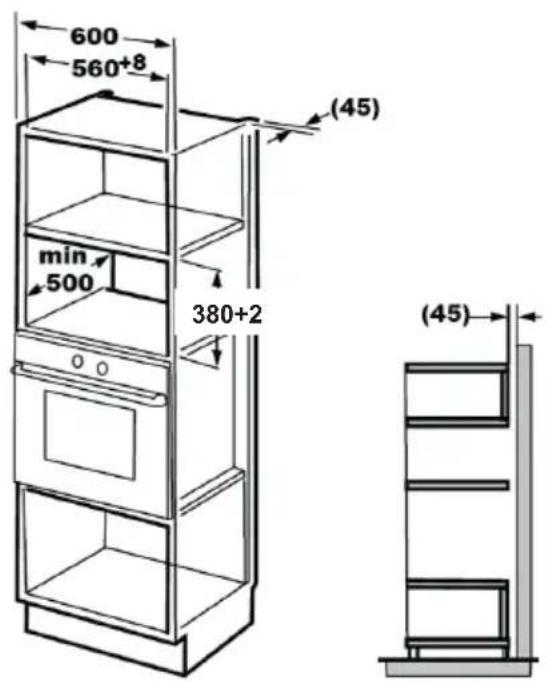 GRUNDIG GMI12311B - Rozměry nábytku pro vestavenou instalaci - 1