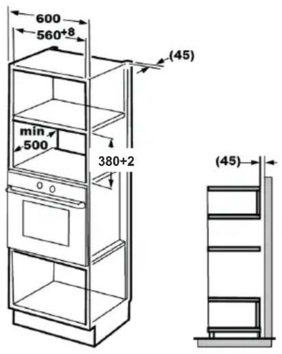 GRUNDIG GMI12311B - Furniture dimensions for built-in installation - 1
