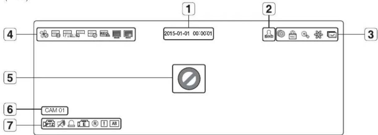 Wisenet SRN873S - Icônes de l'écran live (direct) - 1