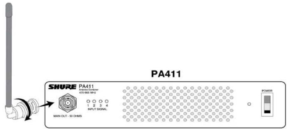 SHURE PA411 - Connexions pour l'alimentation et les signaux HF - 1