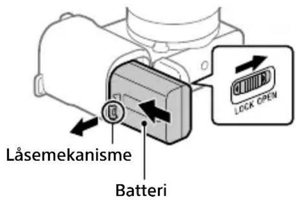 SONY ZVE10L - Indsætning af batteripakken (medfølger)/hukommelseskortet (sælges separat) i kameraet - 1