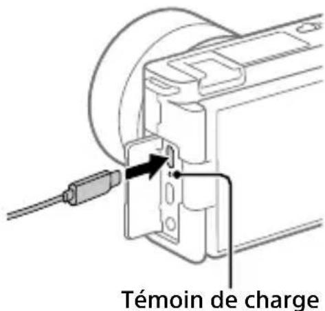 SONY ZVE10L - La batterie étant insérée dans l'appareil, raccordez celui-ci à l'adaptateur secteur (fourni) à l'aide du câble USB (fourni) et branchez l'adaptateur secteur sur la prise murale. - 1