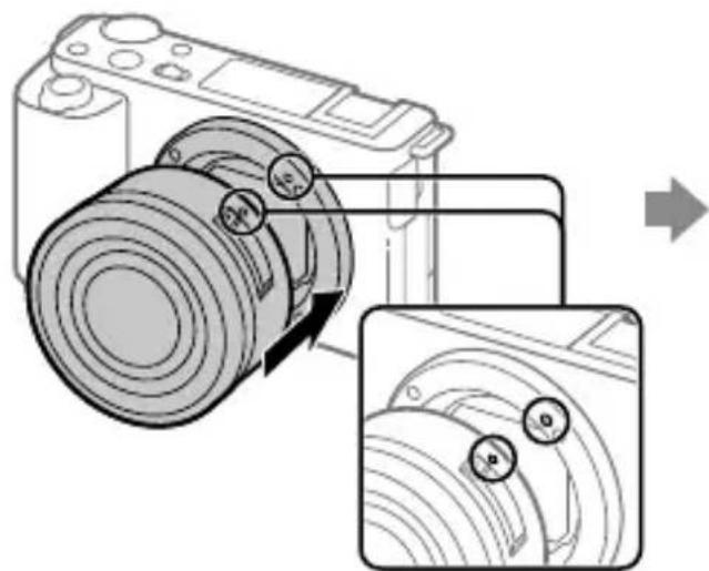 SONY ZVE10L - Montering av ett objektiv - 1