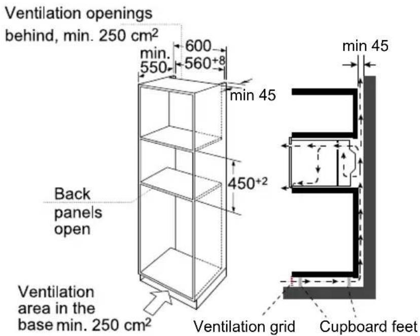 HAIER Series 4 HOR45C5FT - Installation dimensions - 1