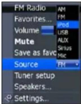 LOWRANCE SonicHub Marine - Selección de una fuente de audio - 1