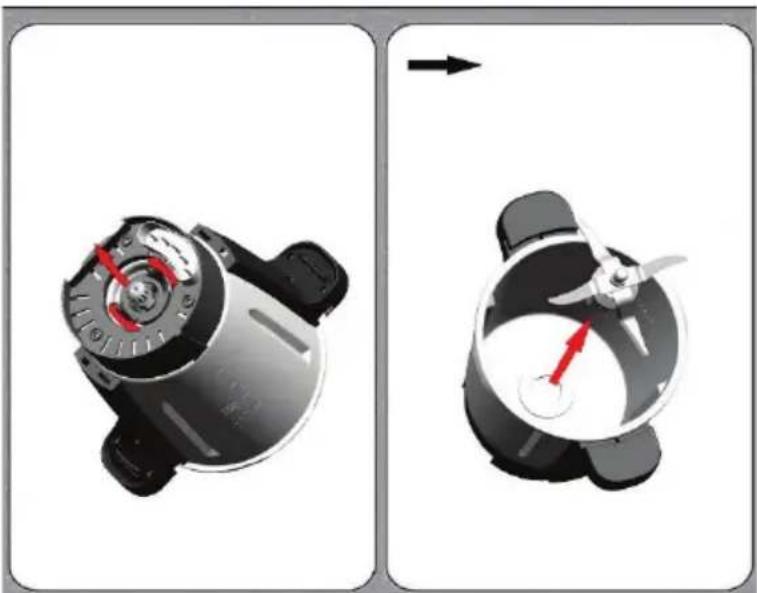 THOMSON THCM8255 - How to remove the 4-blade knife: - 1