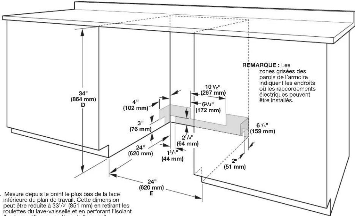 KITCHENAID KDTE334G - Dimensions du produit et de l'emplacement d'installation - 3