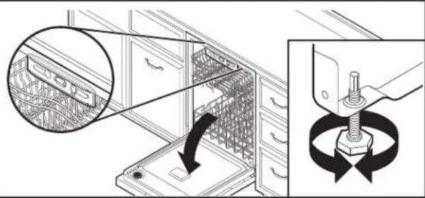 KITCHENAID KDTE334G - Compruebe la nivelación de lado a lado y ajuste las patas si es necesario - 1