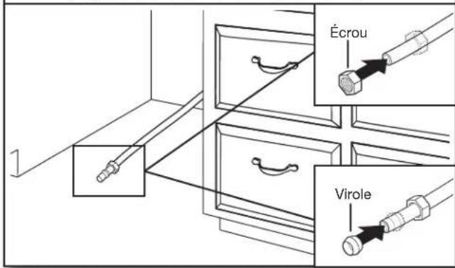 KITCHENAID KDTE334G - Enfiler l'écrou et la virole sur le tuyau (tuyau de cuivre uniquement) - 1