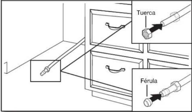 KITCHENAID KDTE334G - Deslice la tuerca y la férula sobre la tubería (solo para tubería de cobre) - 1
