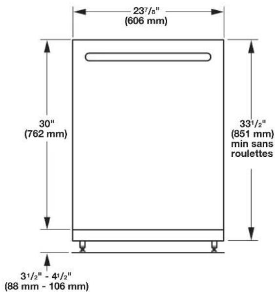 KITCHENAID KDTE334G - Dimensions du produit et de l'emplacement d'installation - 1