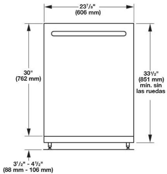 KITCHENAID KDTE334G - Medidas del producto y de la abertura del gabinete - 1