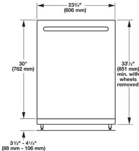 KITCHENAID KDPE334G - Product and Cabinet Opening Dimensions - 1