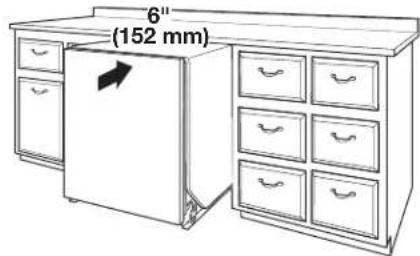 KITCHENAID KDPE334G - Move dishwasher all but 6'' (152 mm) into cabinet opening - 1