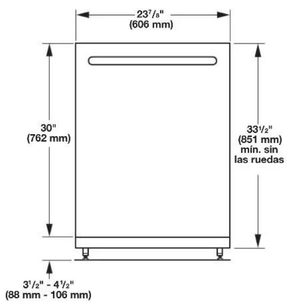 KITCHENAID KDPE334G - Medidas del producto y de la abertura del gabinete - 1
