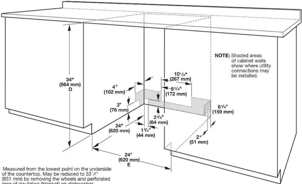 KITCHENAID KDPE334G - Product and Cabinet Opening Dimensions - 3
