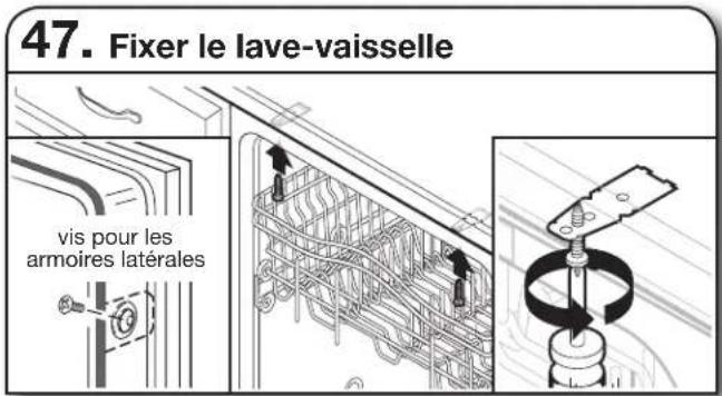 KITCHENAID KDPE334G - Fixation du lave-vaissellé dans l'ouverture d'encastrement de l'armoire - 2